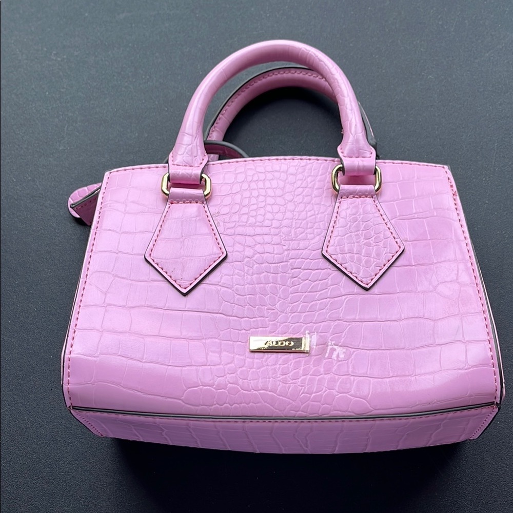 Aldo Pink Croc-Embossed Satchel Bag